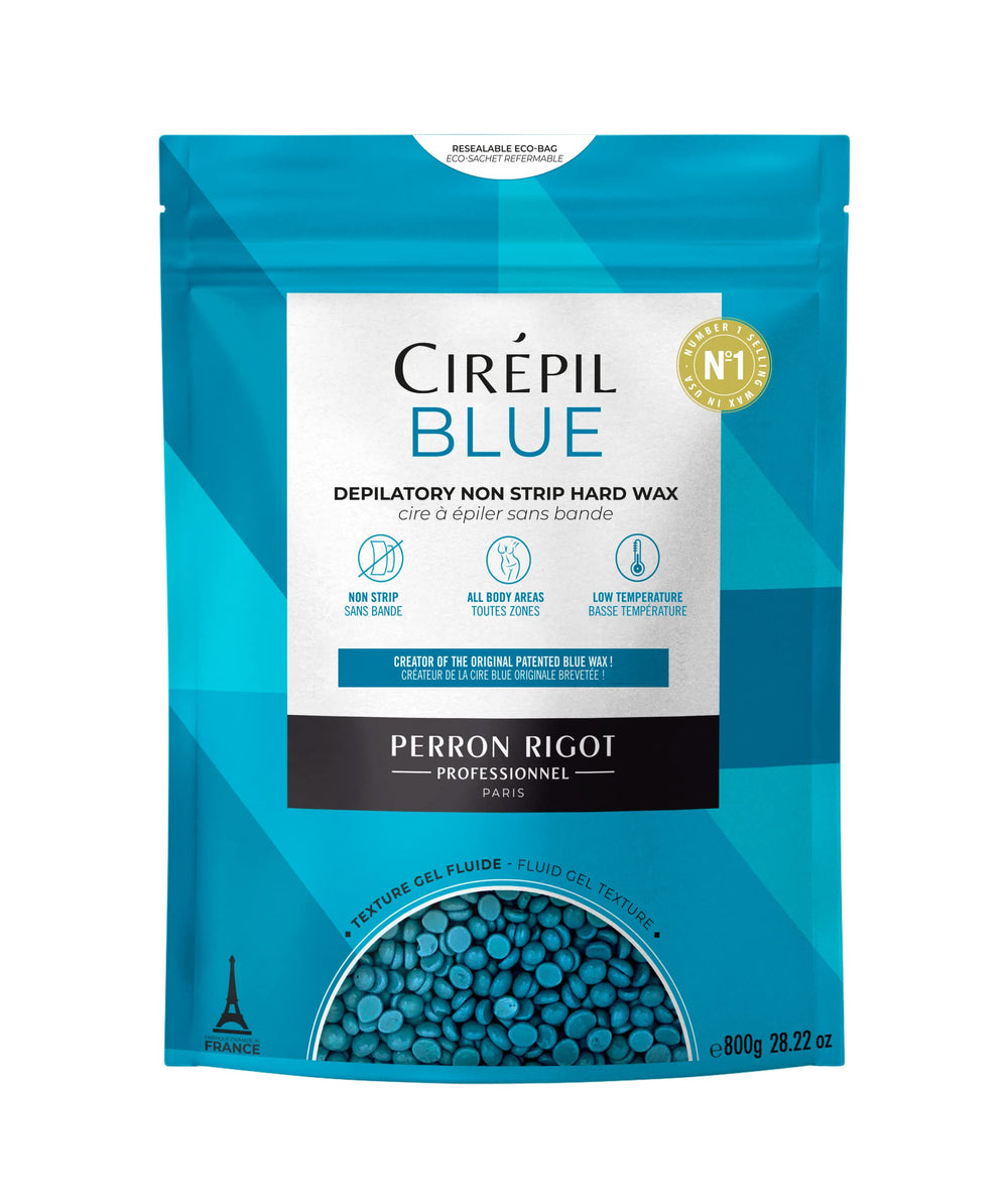 Cirepil Blue wax beads closeup show uniform beads for salon-quality results.