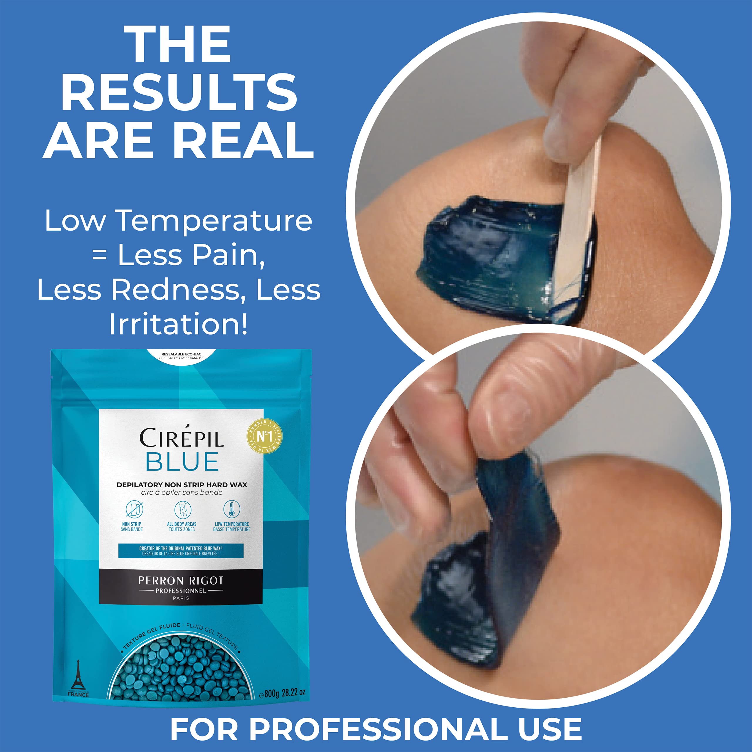 Cirepil Blue wax gel-texture closeup highlighting soft, skin-friendly consistency.