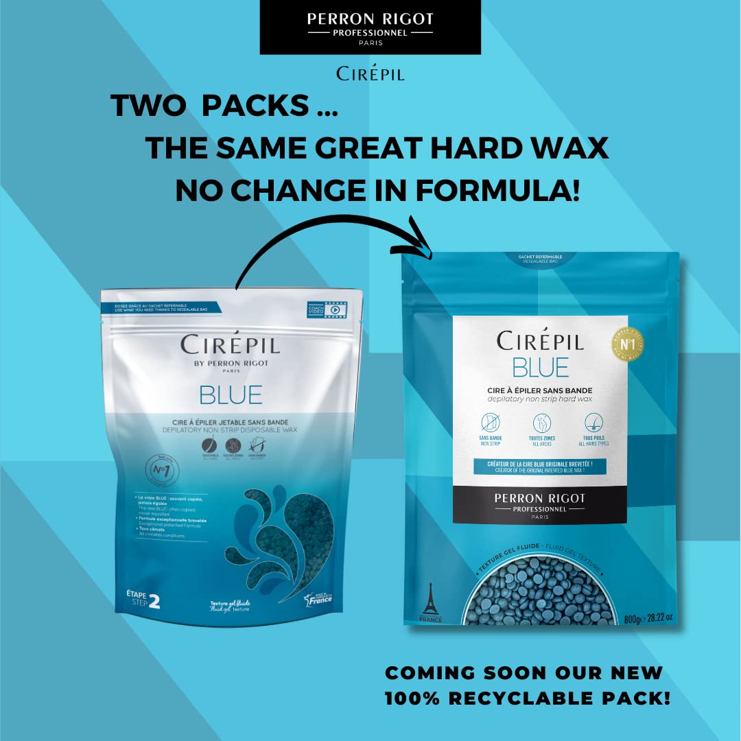 Cirepil Blue wax beads in warmer melting evenly for quick, consistent prep.