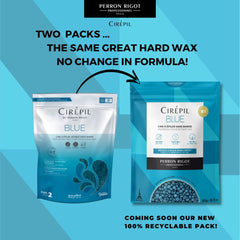 Cirepil Blue wax beads in warmer melting evenly for quick, consistent prep.