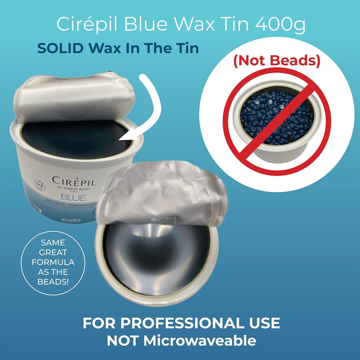 Cirepil Blue Wax Tin 400g designed for full-body waxing and long-lasting smoothness.