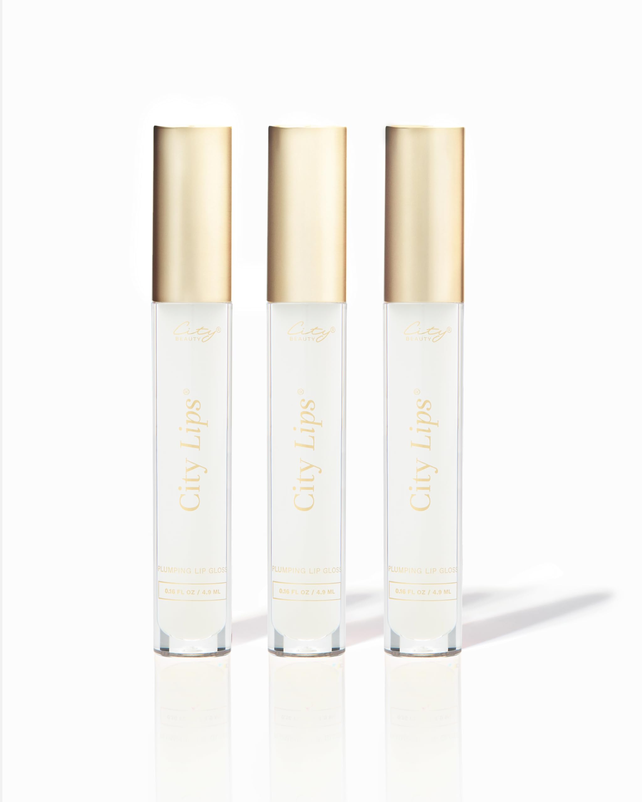 City Beauty City Lips Clear gloss pack3 bottle with high shine and hydrating feel