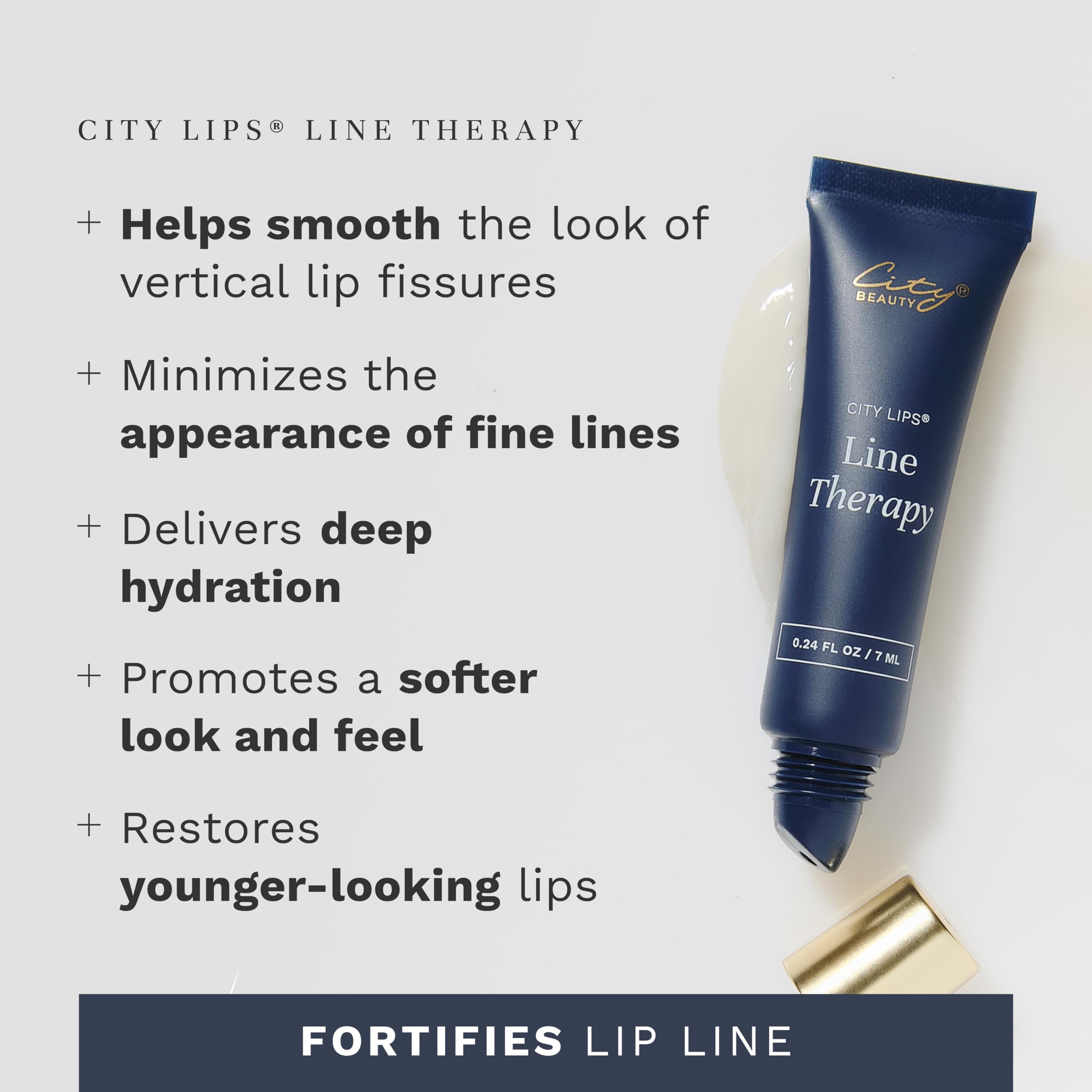 City Beauty City Lips Line Therapy cream swirl highlights hydration for smoother lip contours.