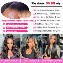 CITY GIRL hd lace front wig with 13x4 front for seamless hairline