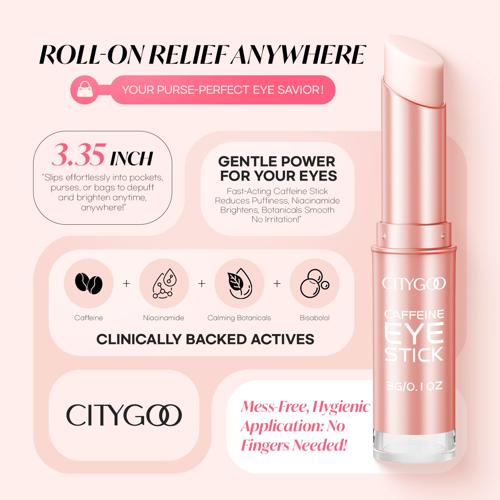 CITYGOO Caffeine Eye Cream Stick moisture blend supports gentle under-eye hydration