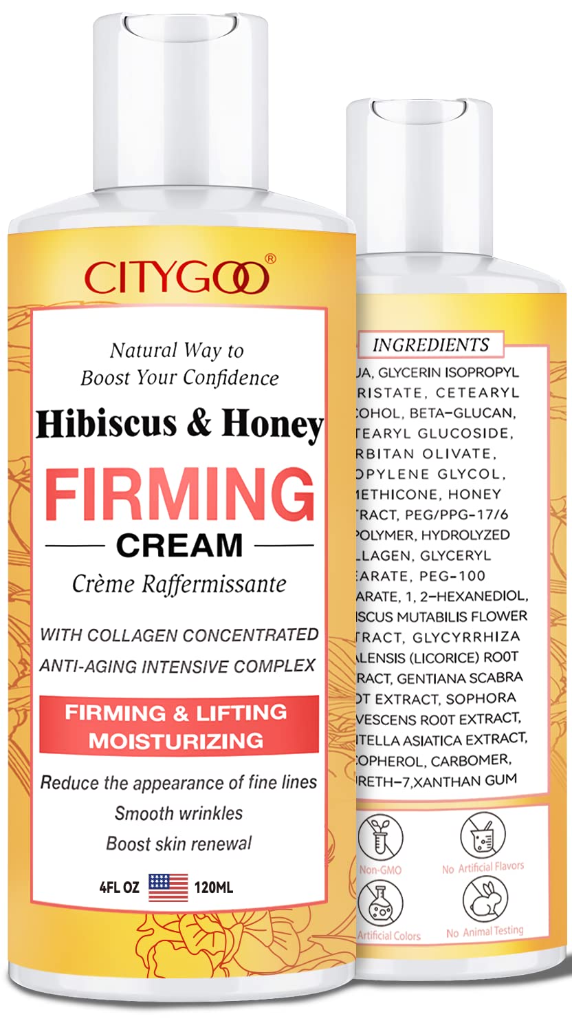 CITYGOO Hibiscus Honey Cream jar closeup for neck care
