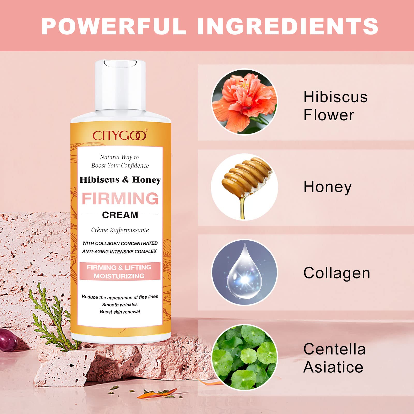 CITYGOO Night routine setup with Hibiscus Honey Cream for overnight hydration