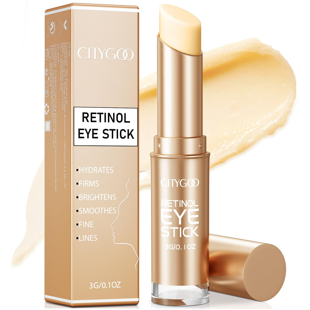 CITYGOO retinol eye stick cap closeup for easy under-eye use