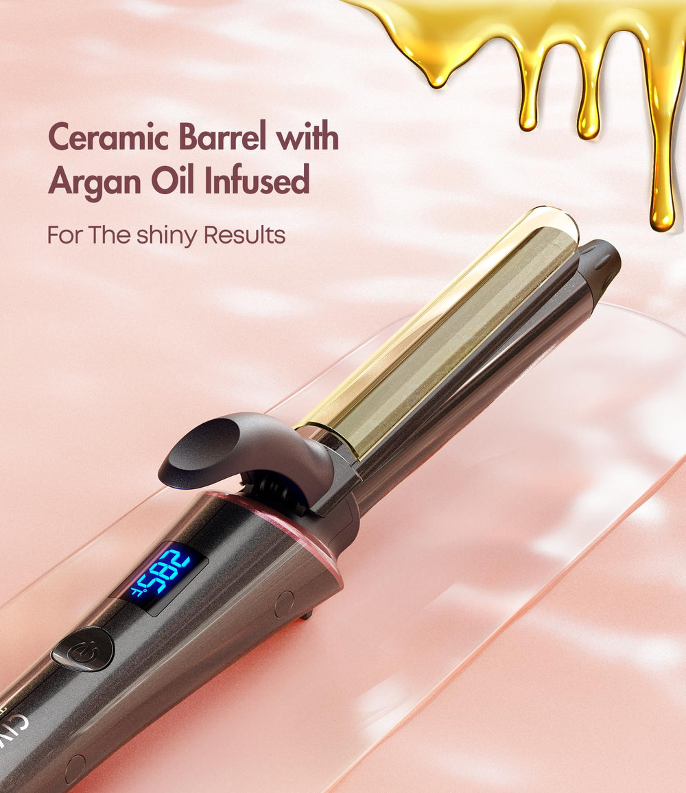 CIVEYA argan oil infused barrel adds shine and moisture during curling