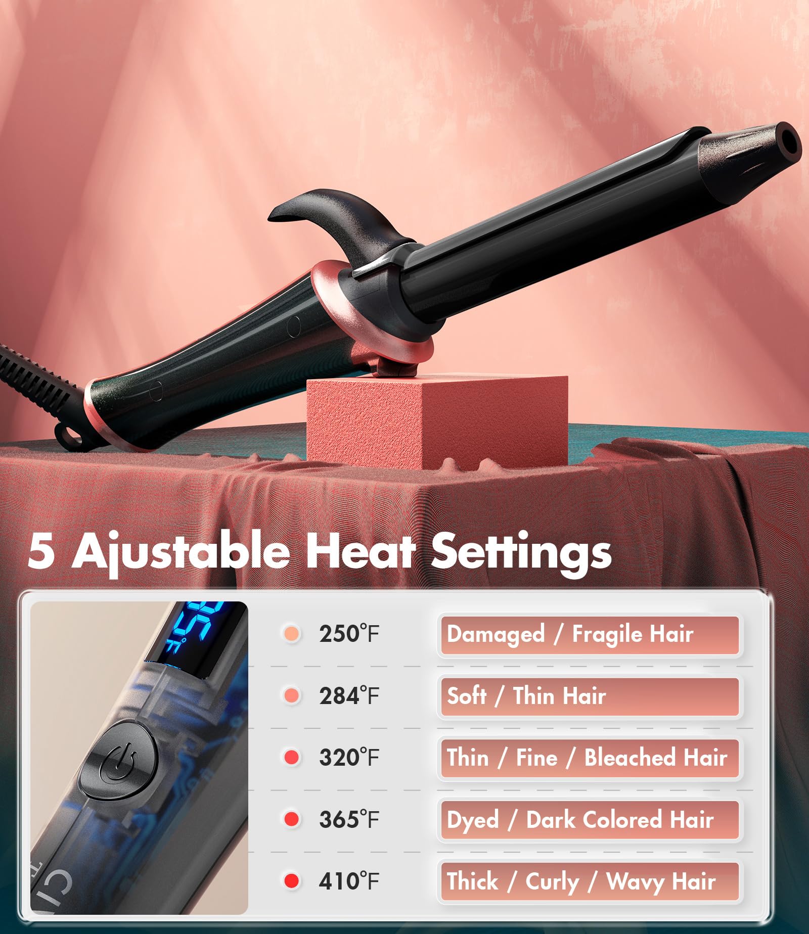 CIVEYA tourmaline ceramic barrel delivers even heat and a smooth glide
