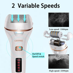 CIVYPRO electric foot file with two speeds for precise callus removal