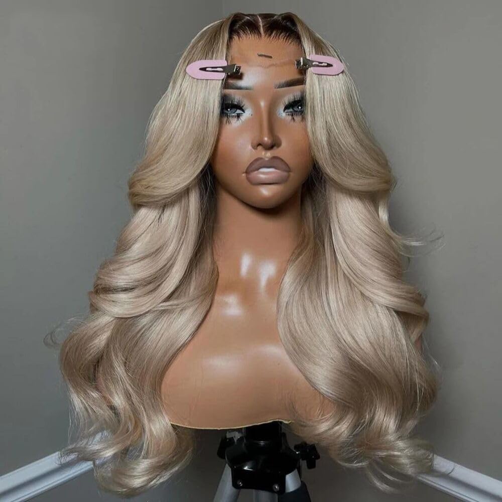 CIYOO ash blonde wig lace-front close-up showing natural hairline