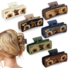 CiyvoLyeen Highland Cattle Hair Claw Clip blue adds boho flair and style.