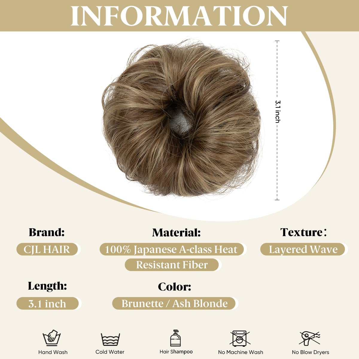 CJL HAIR 2PCs small messy bun brunette blends naturally for seamless updo