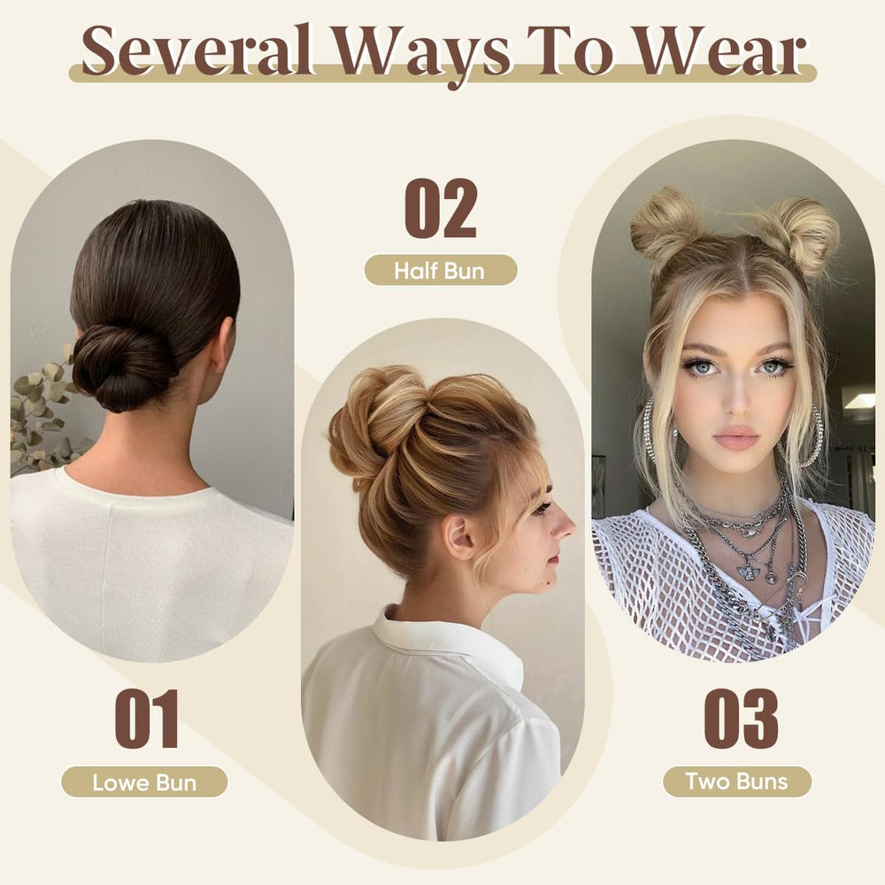 CJL HAIR shake and fluff bun in dark brown boosts fullness