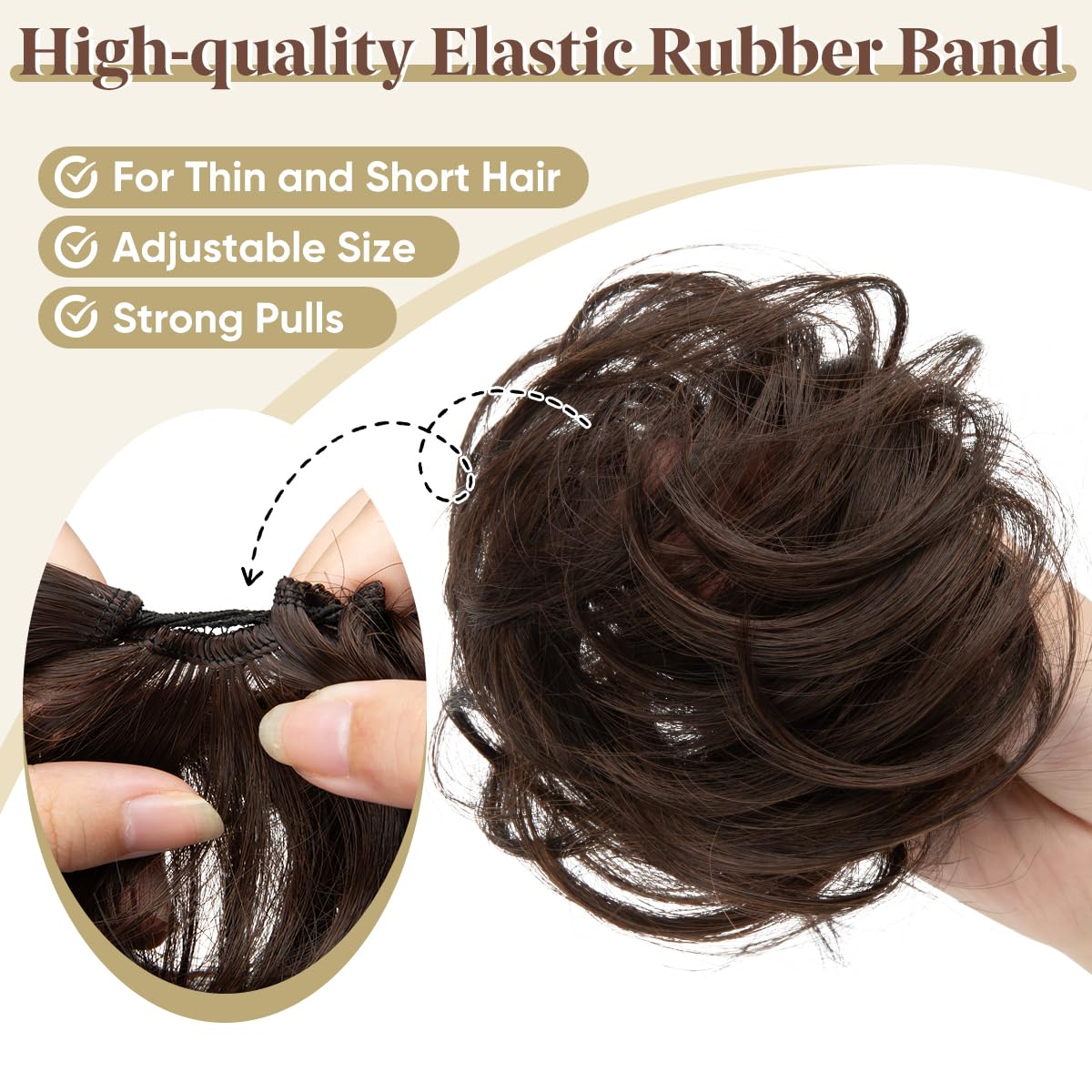CJL HAIR cat ears bun look in dark brown for playful updo
