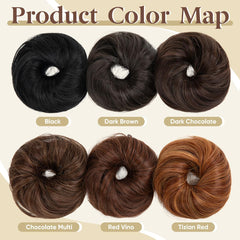 CJL HAIR dark brown bun provides a tousled look with gentle shake