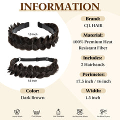 CJL HAIR 2PCS braided headbands closeup braids show hand-braided texture and natural look.