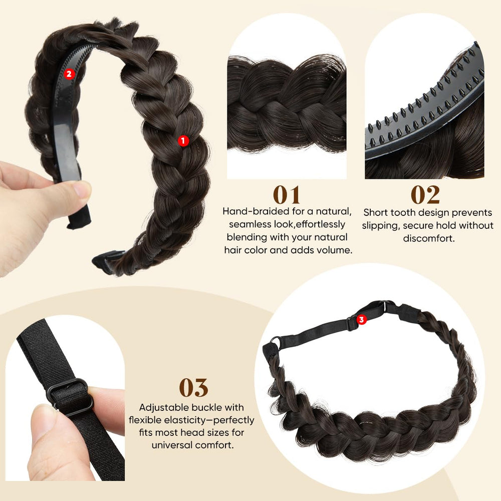 CJL HAIR 2PCS headbands teeth detail highlights anti-slip teeth for steady wear.