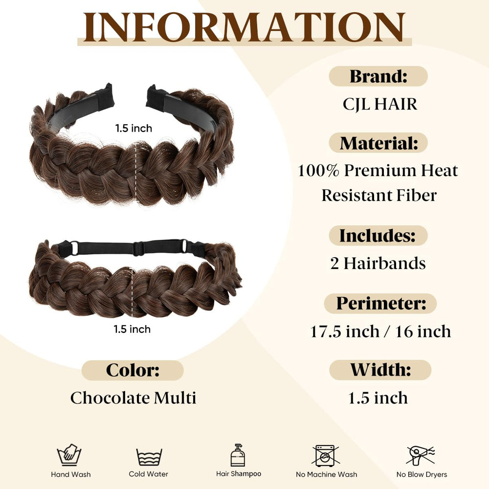 CJL HAIR braided headbands on head demonstrate secure teeth grip for active days.