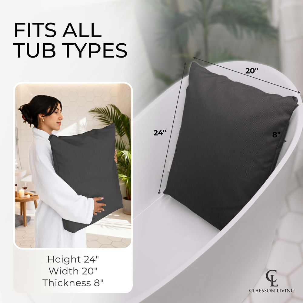 Claessonliving bath pillow plush cushioning comforts shoulders during extended tub time.