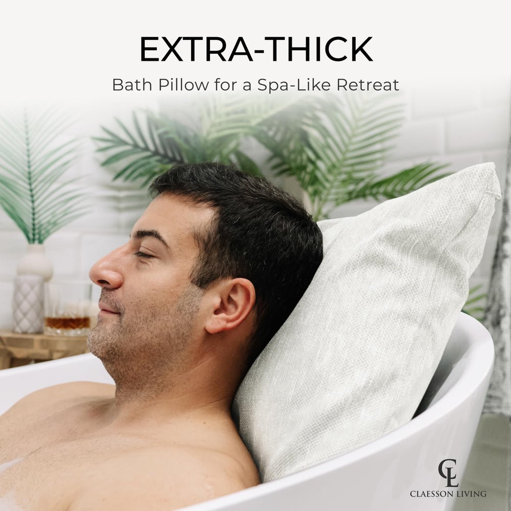 Claessonliving bath pillow quick-dry fabric demonstrates fast moisture wicking.