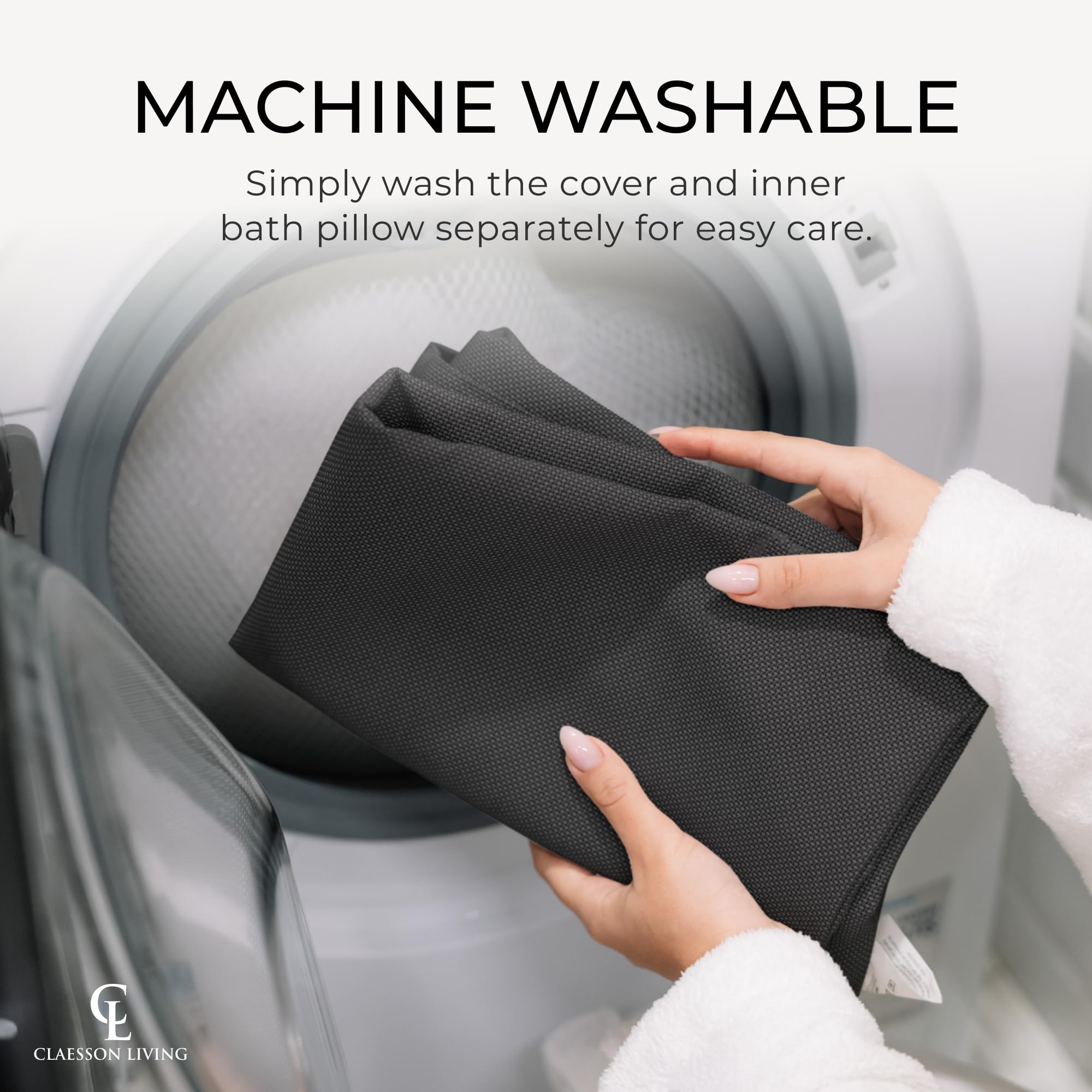 Claessonliving bath pillow stays securely in place with a stable design.