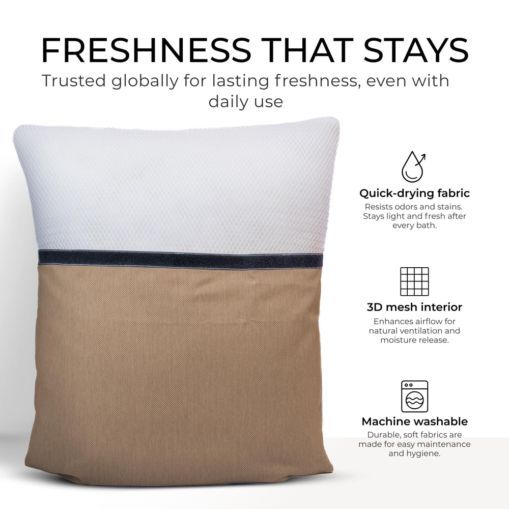 Claessonliving pillow odor and stain resistance supports hygienic baths over time.