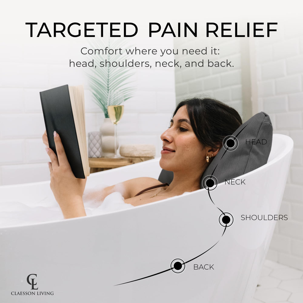 Claessonliving luxury bath pillow quick-drying fabric stays fresh between uses.
