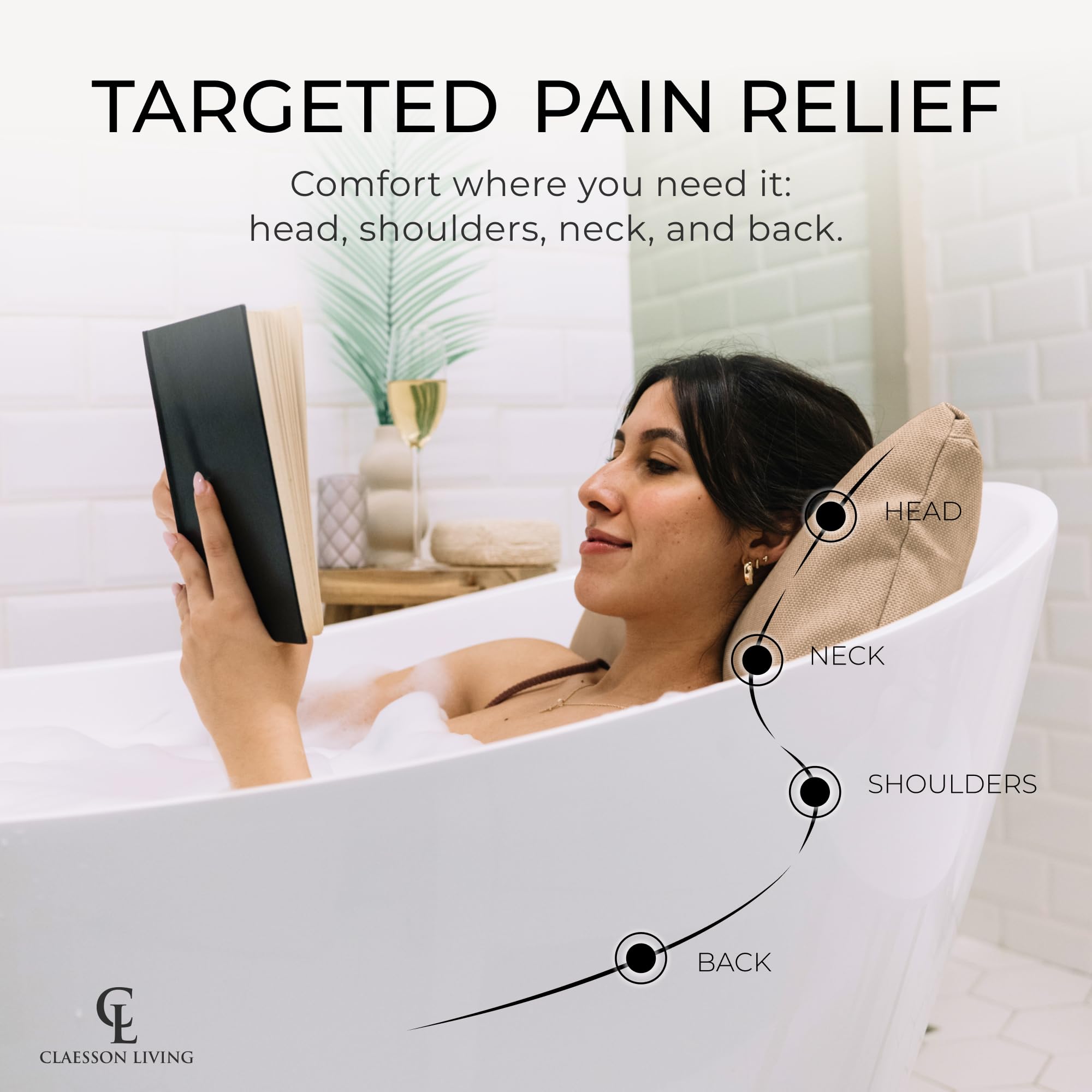Claessonliving bath pillow thick plush cushion delivers plush comfort for neck and shoulders.