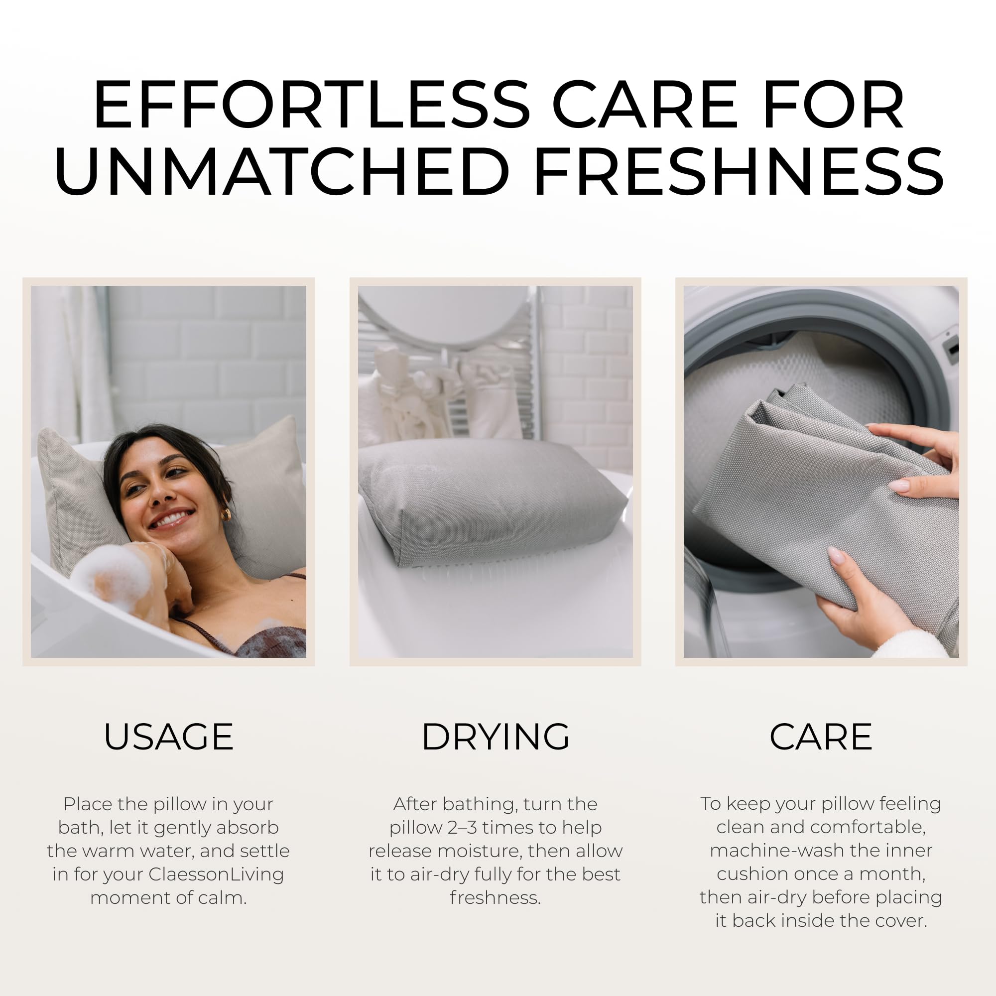 Claessonliving tub-compatibility fits any bathtub for universal comfort.