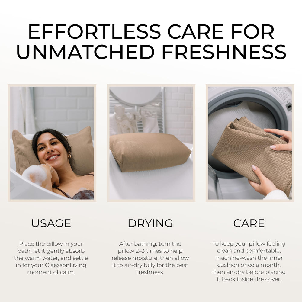 Claessonliving tub cushion resists spill movement for steady support in tub.