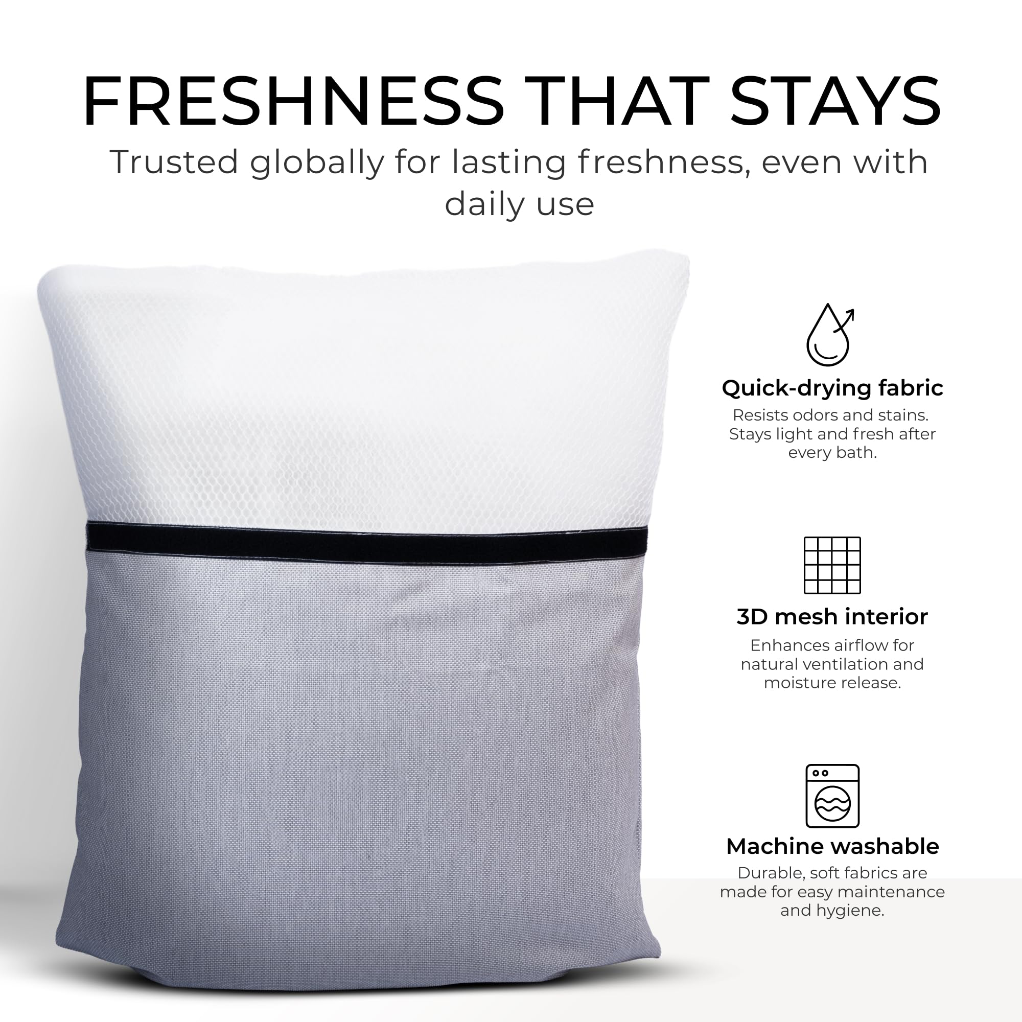 Claessonliving washable cover simplifies maintenance for hygienic baths.