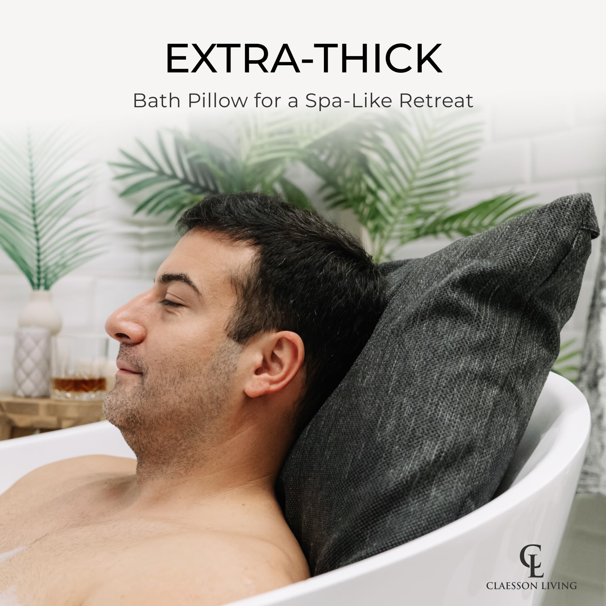 Claessonliving tub pillow targets neck and back comfort for spa-like soaks.