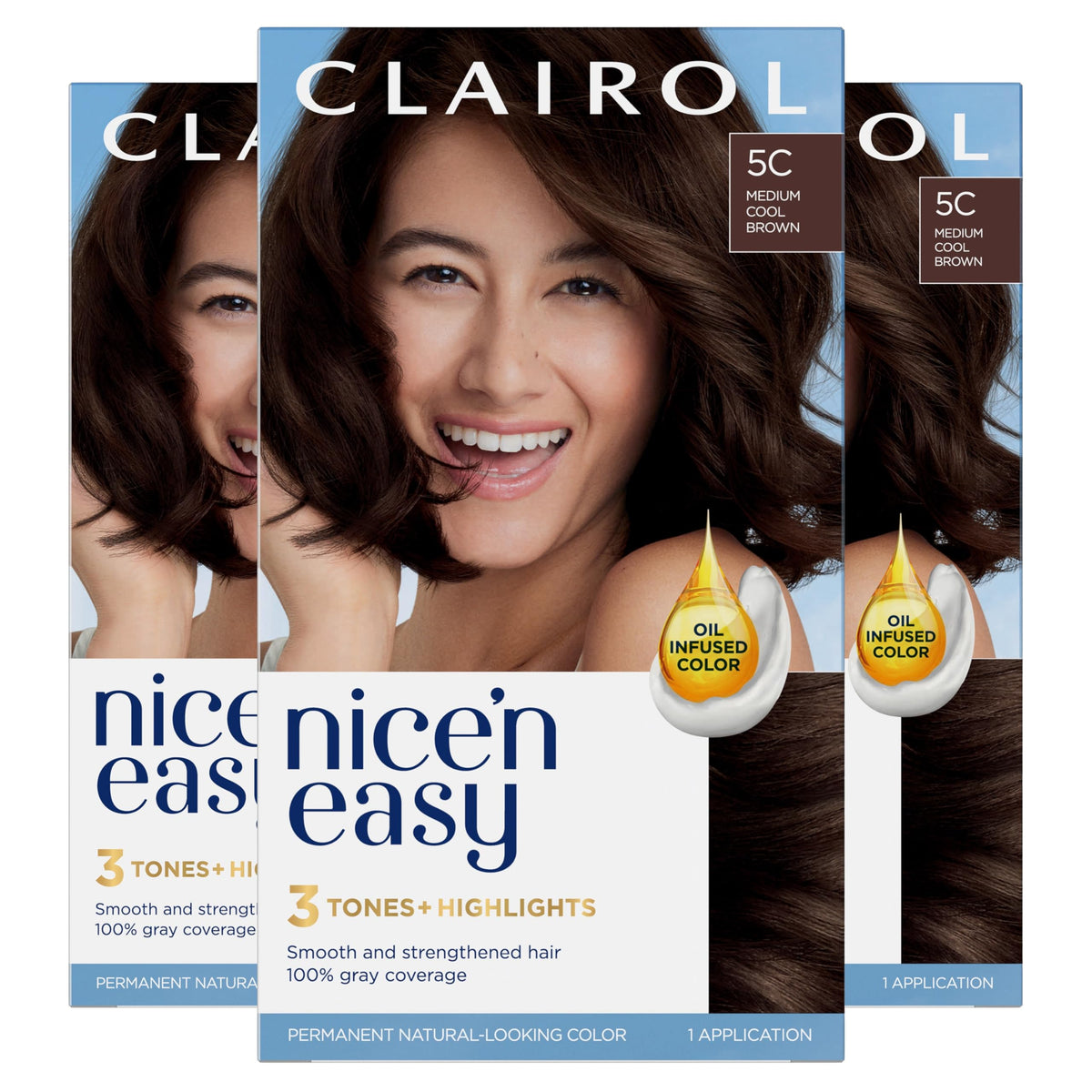 Clairol Nice'n Easy 5C bottle ready for root-to-tip color application
