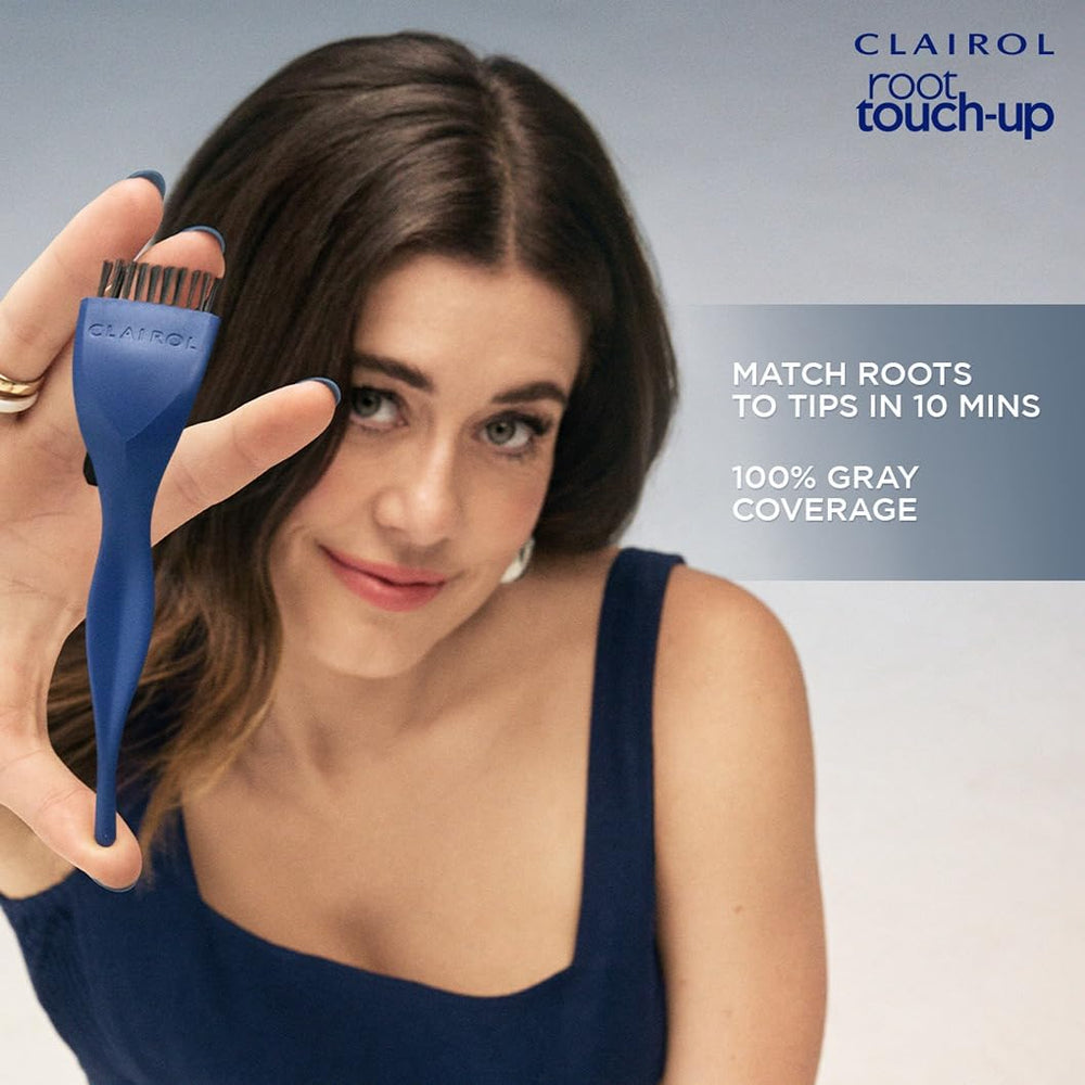 Clairol Root Touch-Up 5R color blend tech blends regrowth with existing shade