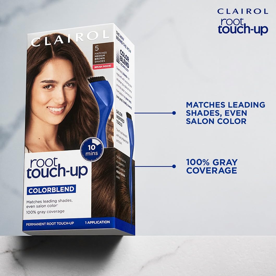 Clairol Root Touch-Up 5R timer set to 10 minutes speeds up touch-ups