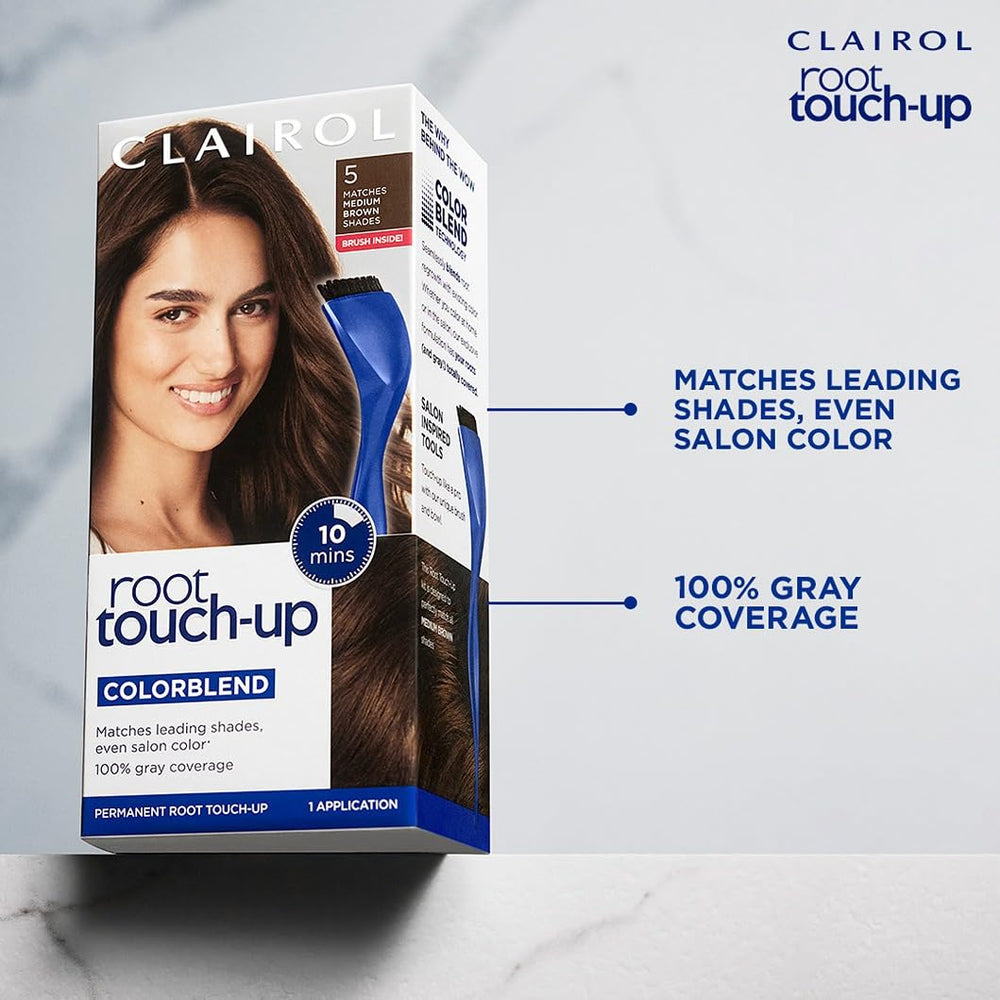 Clairol Root Touch-Up 5R timer set to 10 minutes speeds up touch-ups