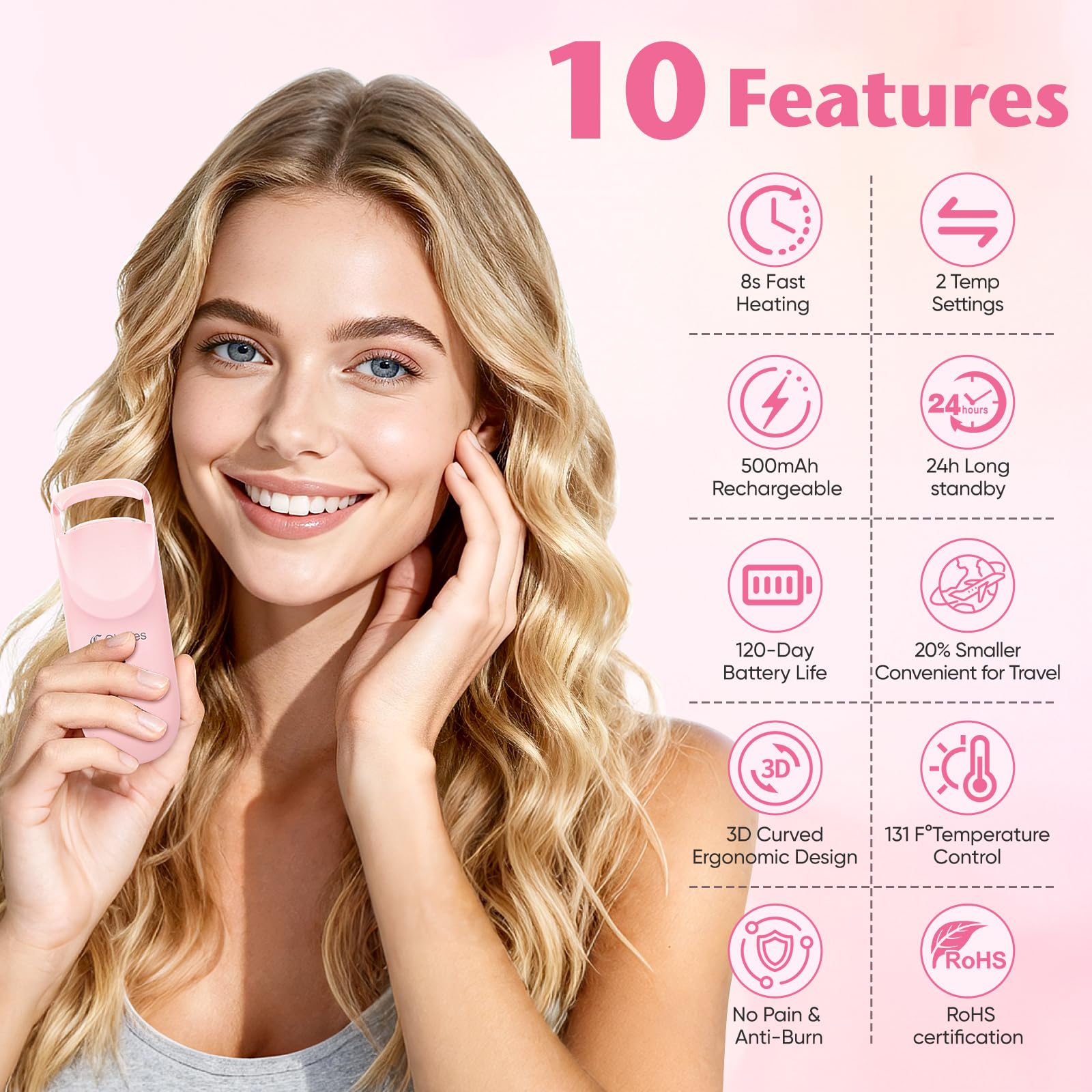 claities heated eyelash curler compact travel design fits in makeup bag