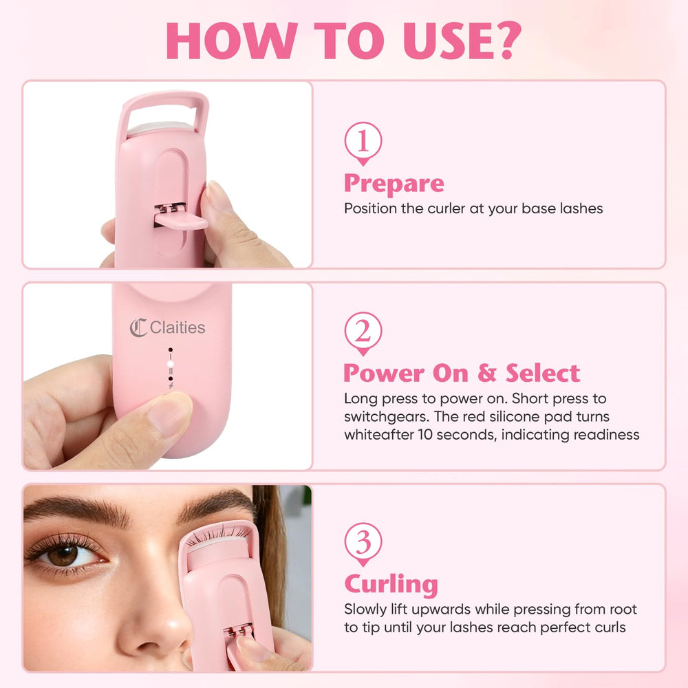 claities heated eyelash curler safety silicone pad reduces pinch and burn risk