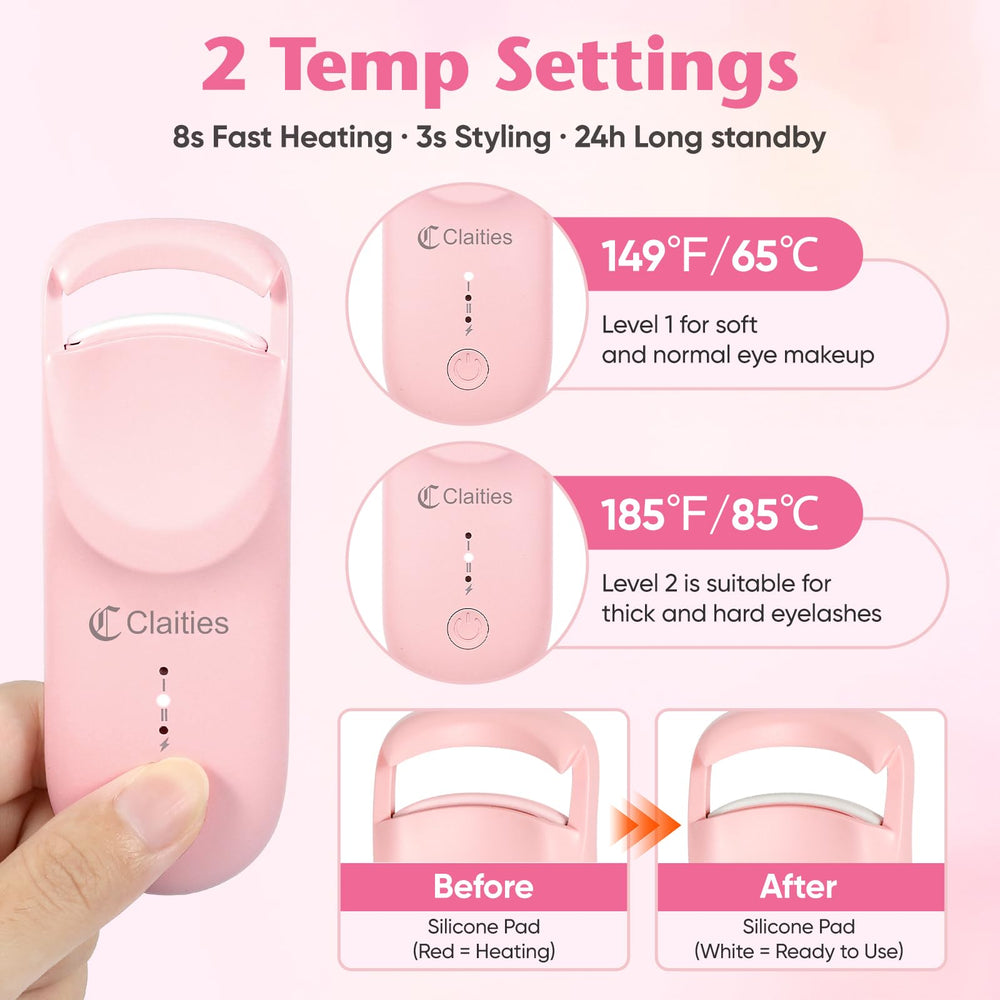claities heated eyelash curler USB-C recharge for quick cordless styling