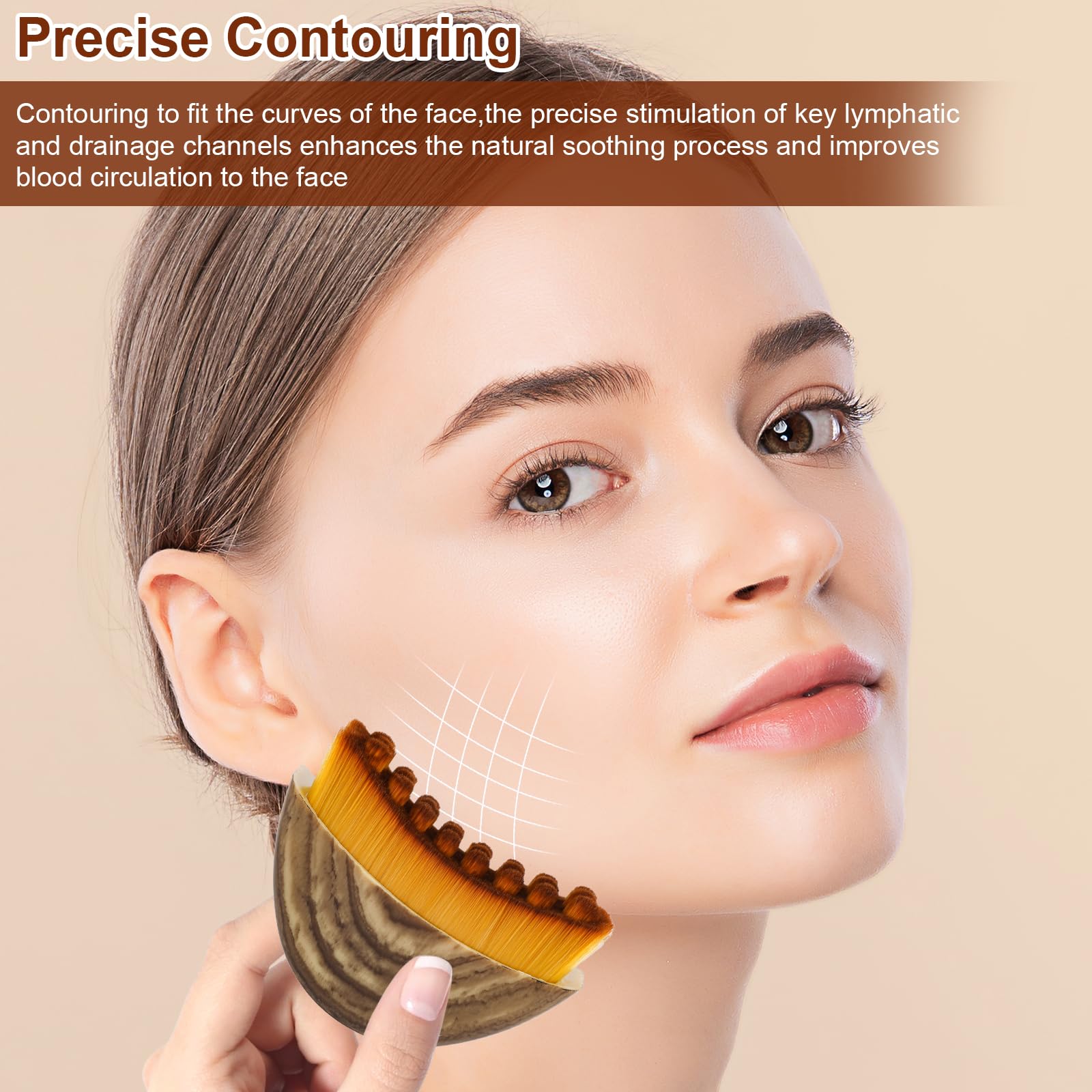 Clapery Lymphatic Contour Brush neck-area view showcases massage along lines