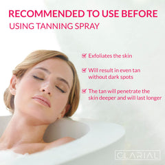 Clarial exfoliating glove pink hand-massage demonstration for circulation