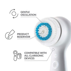 Clarisonic Alpha Fit compatibility head enables deeper surface cleansing.