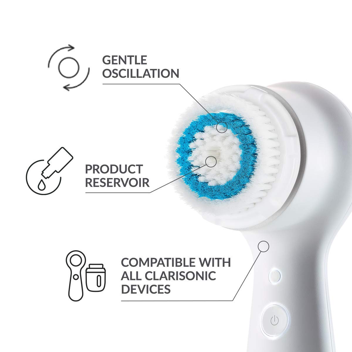 Clarisonic Deep Pore brush head compatible with Mia Fit and Alpha Fit for versatile routines.