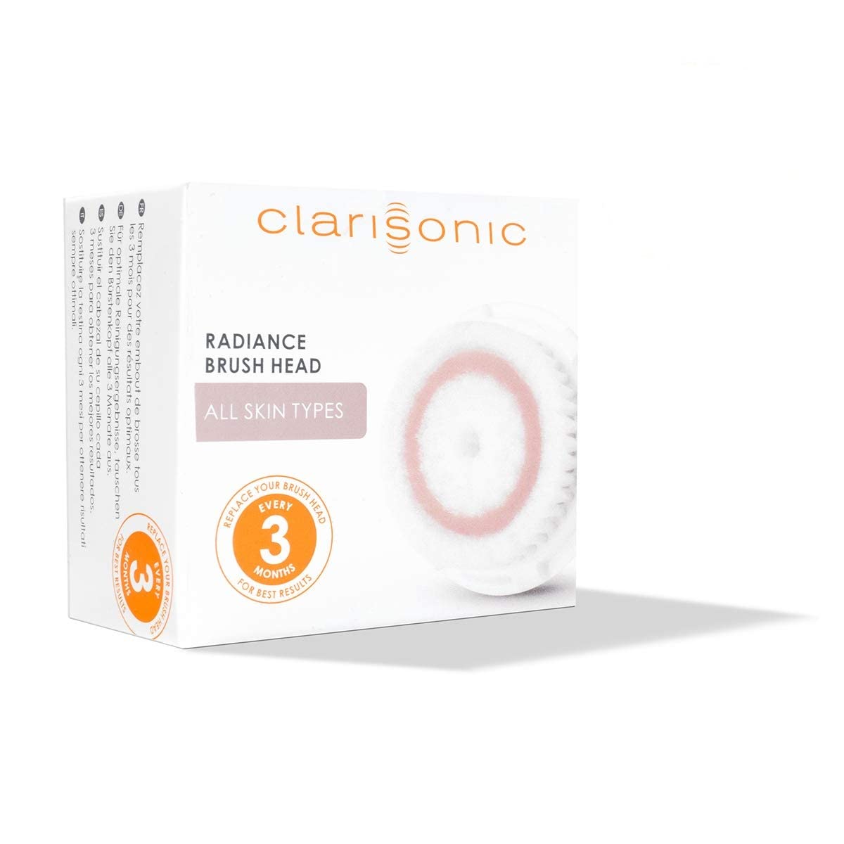 Clarisonic replacement frequency reminder emphasizes optimal performance with 3-month interval.