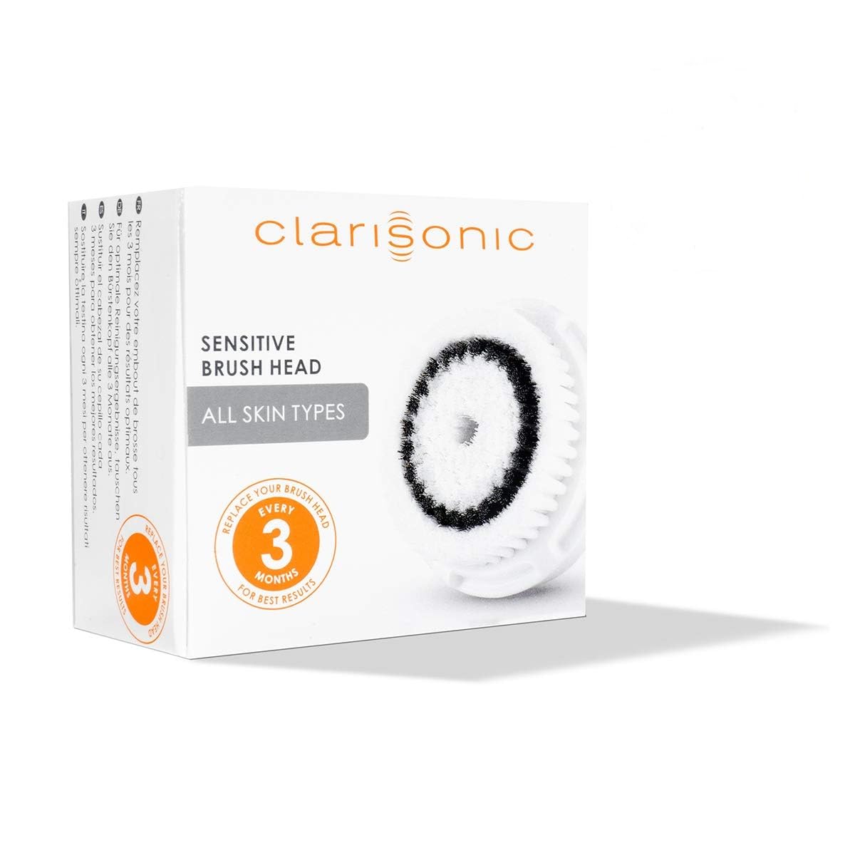 Clarisonic Ultra-gentle brush head closeup emphasizes extra cushion for comfortable cleansing.