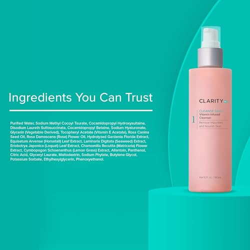 ClarityRx Cleanse Daily Face Wash seaweed extract image emphasizes moisture balance