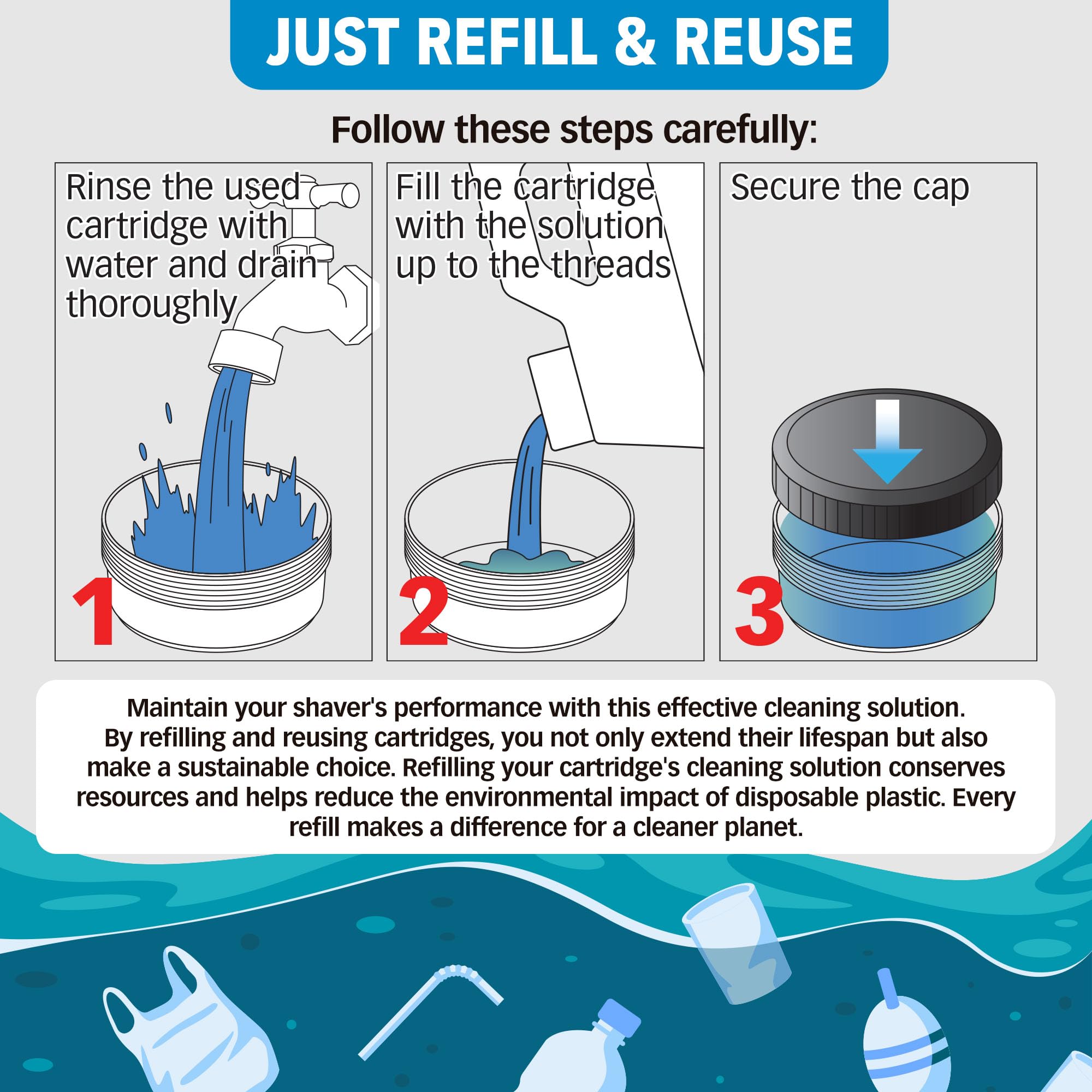 Clark Shaving Co. 32oz bottle refill provides long-lasting cartridge refills.