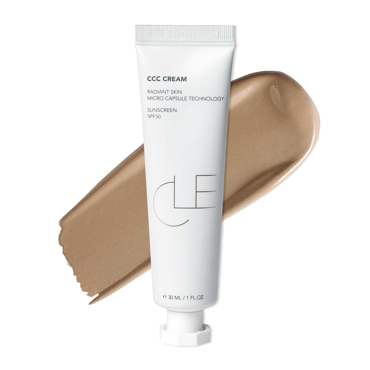 CLE Cosmetics CCC Cream warm medium light 203 tube closeup showing natural color correction